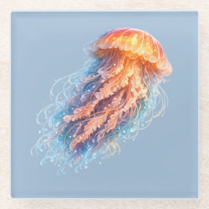 Elegant Jellyfish Ocean Fantasy Illustration Glass Coaster