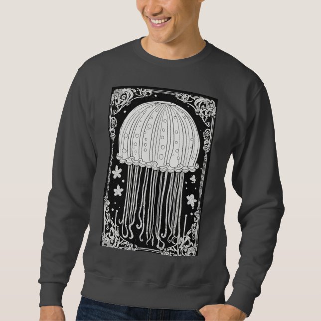 Elegant Jellyfish on Pale Black Paper T-Shirt - Un Sweatshirt (Front)