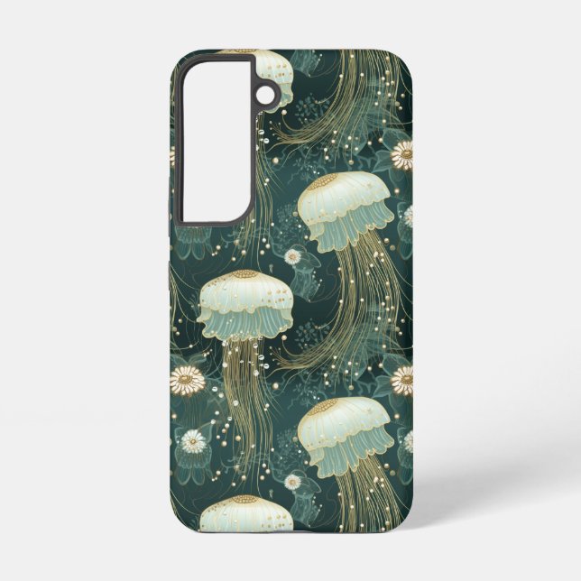 Elegant Jellyfish Pattern - Custom Name Samsung Galaxy S22 Case (Back)