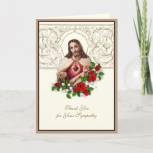 Elegant Jesus Roses Christian Condolence Thank You Card