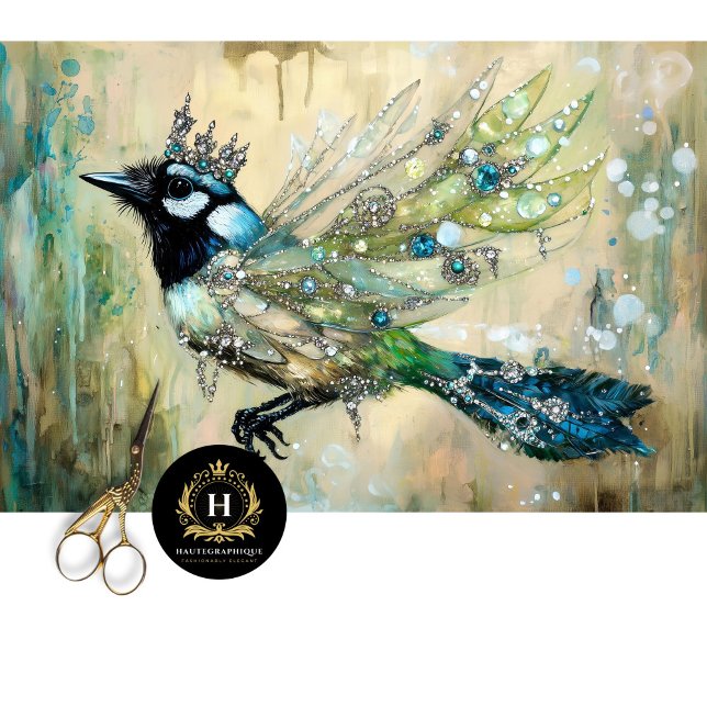 Elegant Jewel Embellished Bird Art Decoupage Tissue Paper (Creator Uploaded)