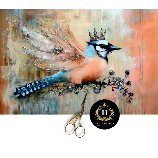 Elegant Jewel Embellished Bird Art Decoupage Tissue Paper (Creator Uploaded)