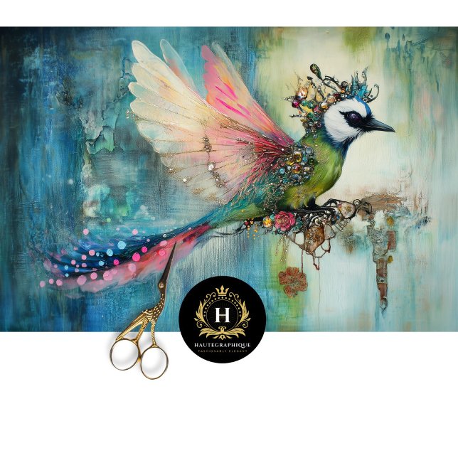 Elegant Jewel Embellished Bird Art Decoupage Tissue Paper (Creator Uploaded)