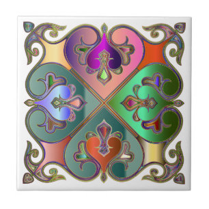Elegant Jewel-Tone Arabesque Abstract Personalised Ceramic Tile