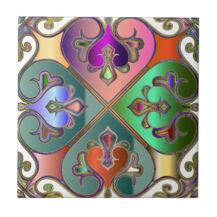 Elegant Jewel-Tone Arabesque Abstract Personalised Tile