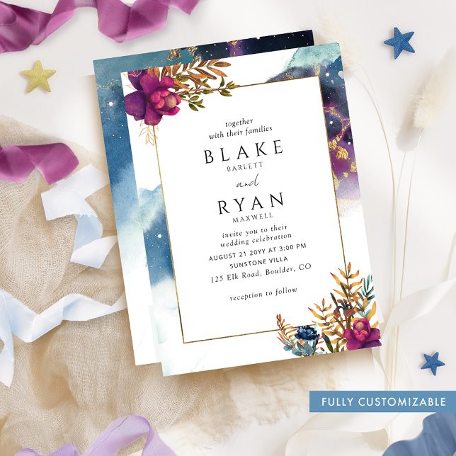 Elegant Jewel Tone Celestial Wedding Invitation (Creator Uploaded)