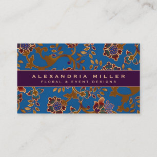 Elegant Jewel Tone Floral Flourish   Amethyst Business Card