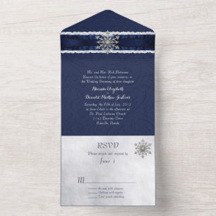 Elegant Jewelled Snowflake All In One Invitation