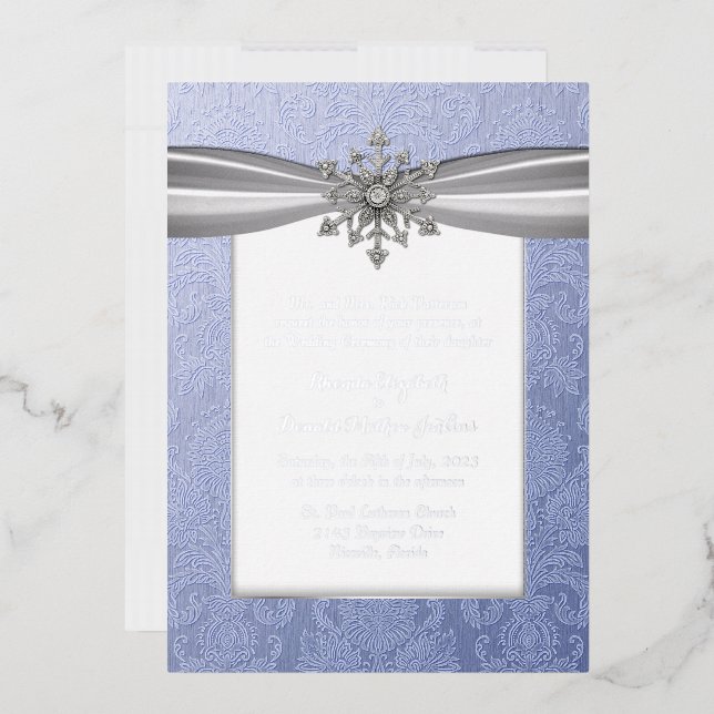 Elegant Jewelled Snowflake Wedding Foil Invitation (Envelope)