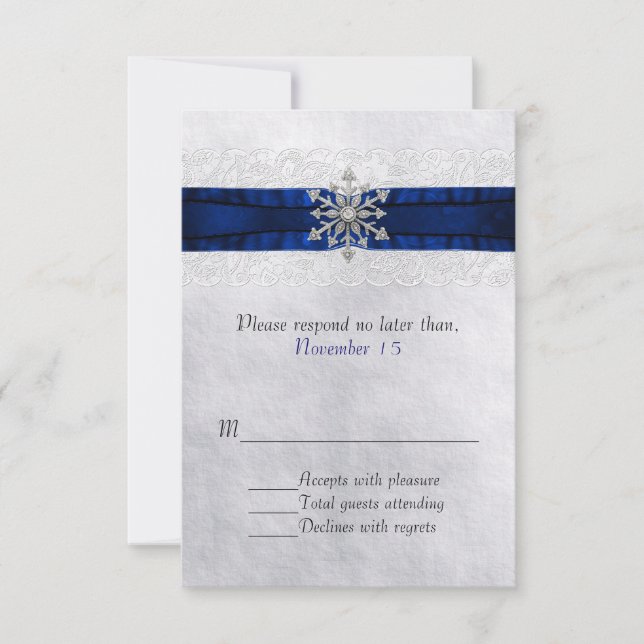 Elegant Jewelled Snowflake Wedding RSVP (Front)