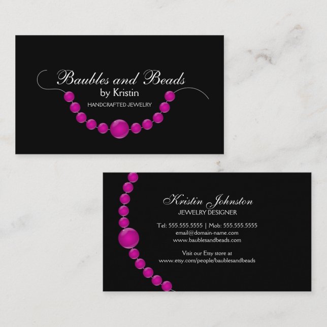 Elegant Jewellery and Beads Business Card (Front/Back)