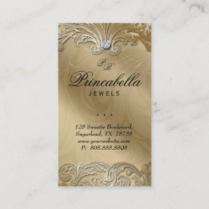 Elegant Jewellery Business Card Leaves Silver Gold