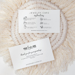 Elegant Jewellery Care Instructions Business Logo Enclosure Card