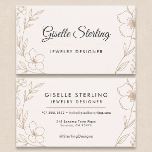Elegant Jewellery Designer Botanical Blush Black Business Card