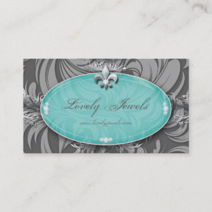 Elegant Jewellery Fashion Fleur de lis Blue Pastel Business Card