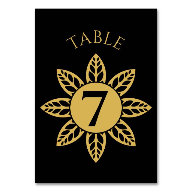 Elegant jewellery inspired frame and flower weddin table number (Front)
