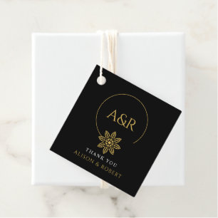Elegant jewellery inspired frame & initials weddin favour tags
