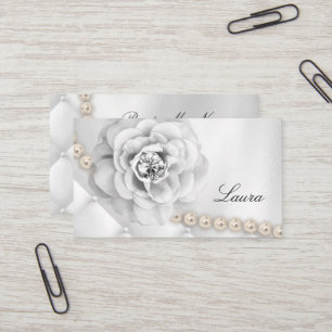 Elegant Jewellery Wedding Planner Rose White Business Card