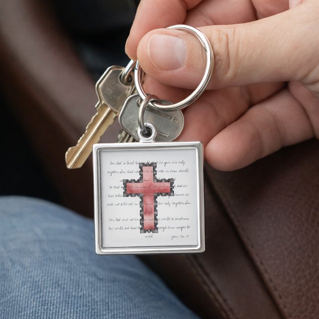 Elegant John 3:16 Pink Cross Inspirational  Key Ring (Creator Uploaded)