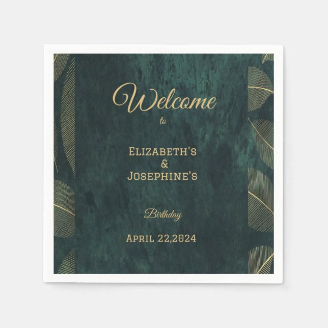 Elegant Joint Double Birthday  Twin Poster Napkin (Front)