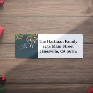 Elegant Joy Christmas Holiday Return Address Label
