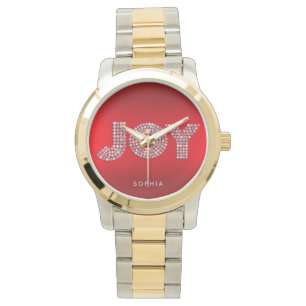 Elegant 'JOY' Custom Name Women's Gold & Silver Watch