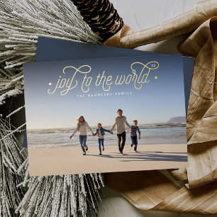 Elegant Joy   Horizontal Photo Foil Holiday Card