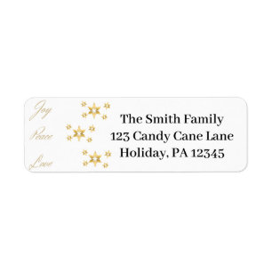 Elegant Joy Peace Love Faux Gold Return Address Label