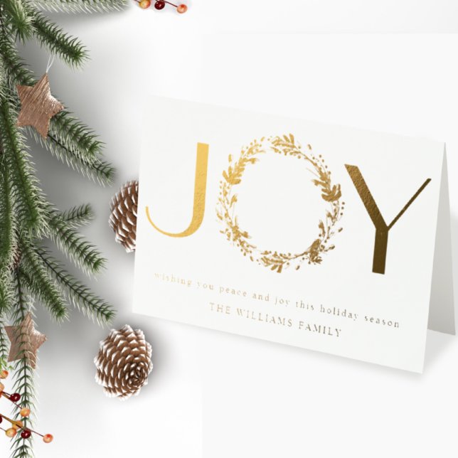 Elegant "JOY" real foil Holiday Folded Card (Creator Uploaded)
