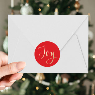 Elegant Joy Red and Gold Holiday Classic Round Sticker