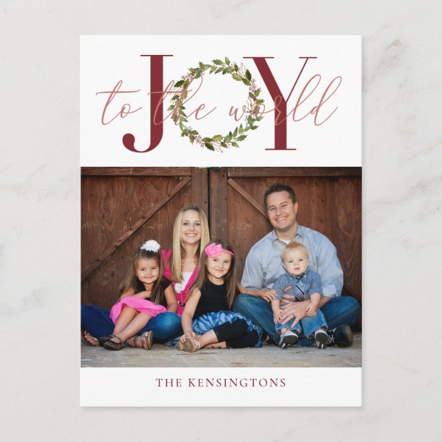 Elegant Joy to the World Christmas Holiday Photo (Front)