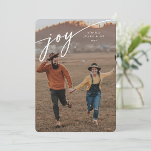 Elegant 'Joy' White Typographic Script Holiday Card