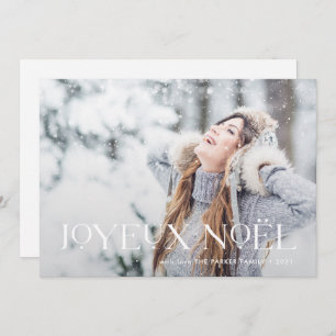 Elegant Joyeux Noel   One Photo Christmas Holiday Card