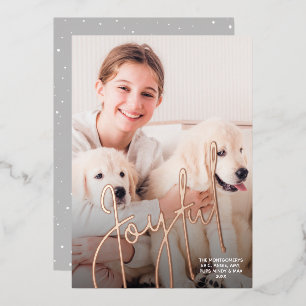 Elegant Joyful Christmas Photo Foil Holiday Card
