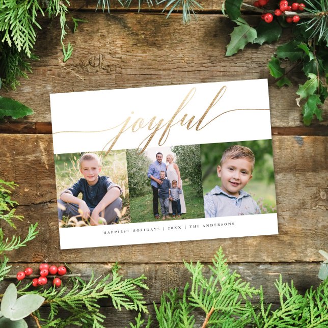 Elegant Joyful Gold Script Multi-Photo Holiday (Creator Uploaded)