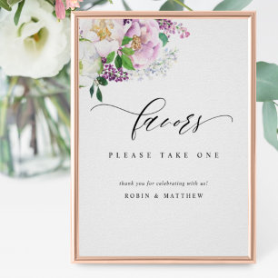Elegant Joyful Pastel Floral Wedding Favor Sign