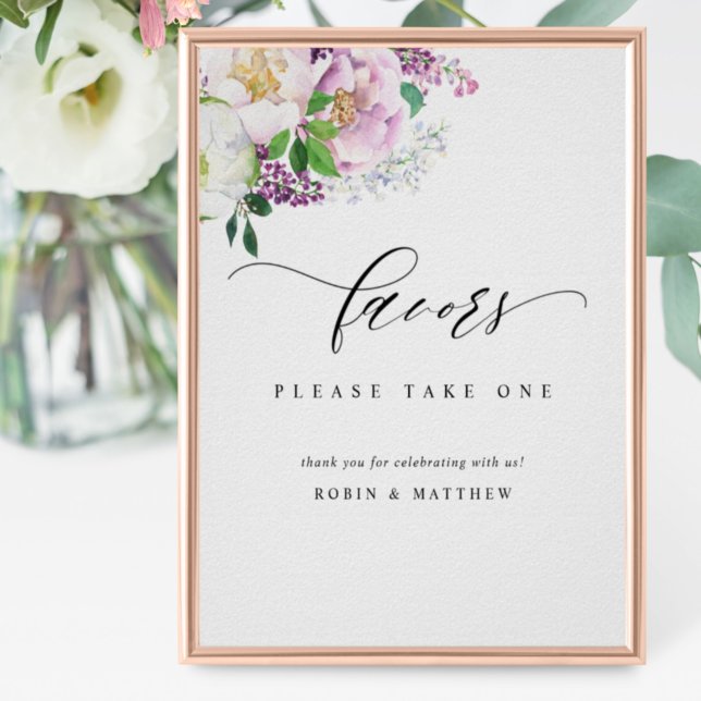 Elegant Joyful Pastel Floral Wedding Favor Sign (Creator Uploaded)