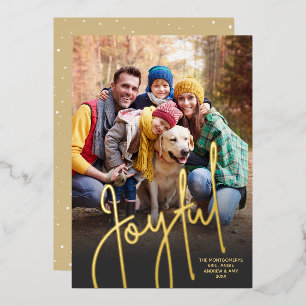 Elegant Joyful Photo Foil Holiday Card