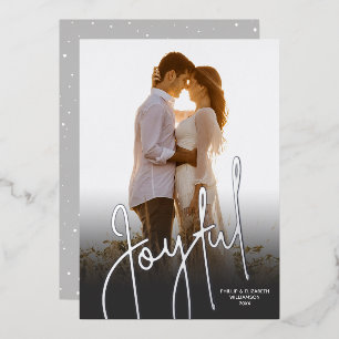 Elegant Joyful Photo Foil Holiday Card