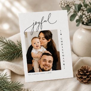 Elegant Joyful Script Family Christmas Portrait Holiday Card