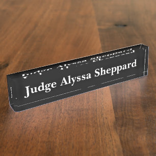 Elegant Judge Acrylic Black Nameplate