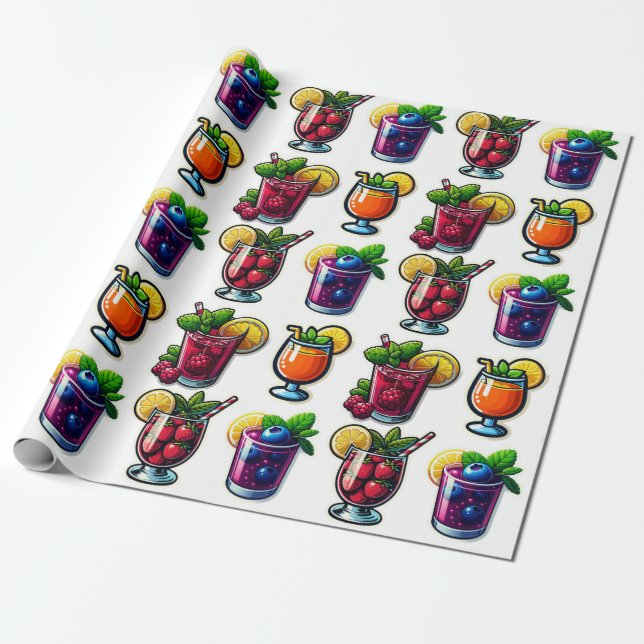 Elegant Juice Glass Wrapping Paper (Unrolled)