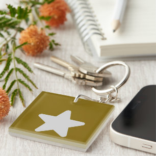 Elegant Jungle Green with WhiteStar Key Ring