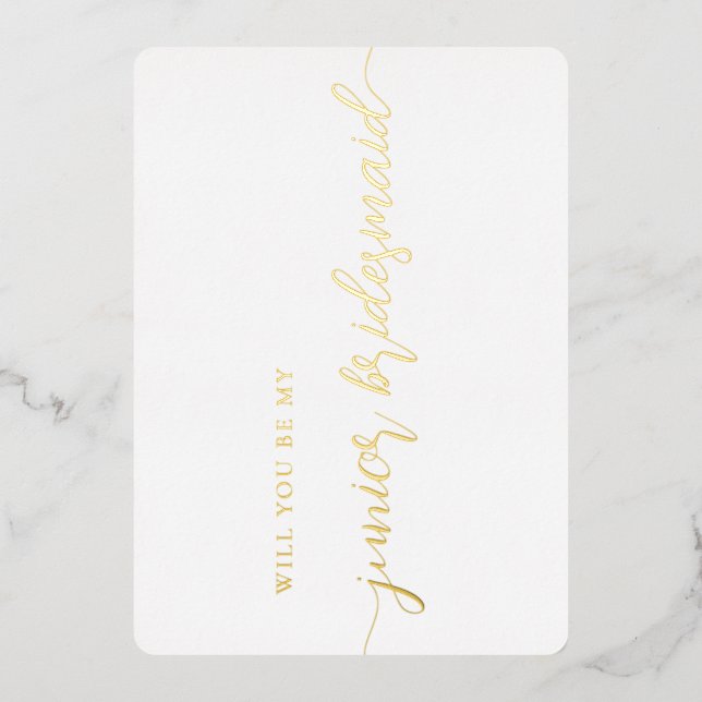 Elegant Junior Bridesmaid Proposal Gold Foil Card (Front)