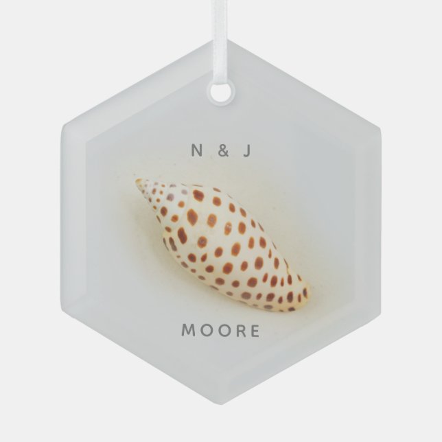 Elegant Junonia Beach Shell  Glass Tree Decoration (Front)