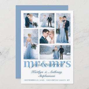 Elegant Just Married Mr Mrs Custom Colour Wedding Announcement