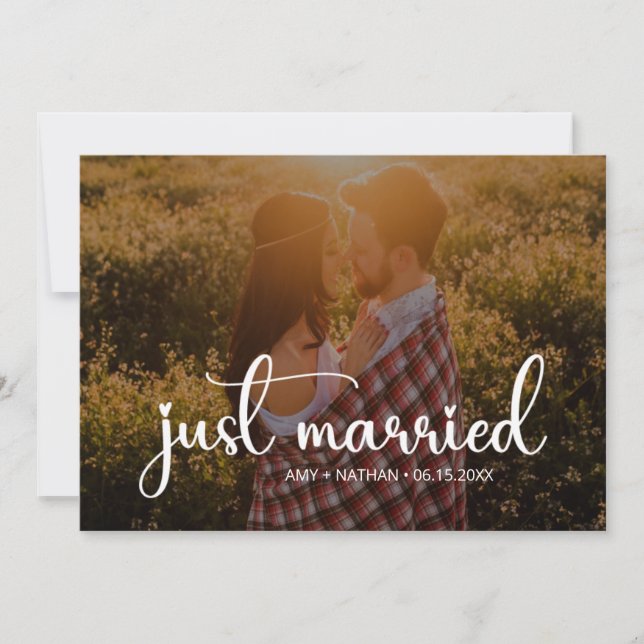 Elegant Just married Photo Wedding Announcement (Front)