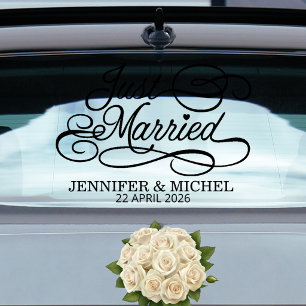 Elegant Just Married Wedding Car Window Cling 