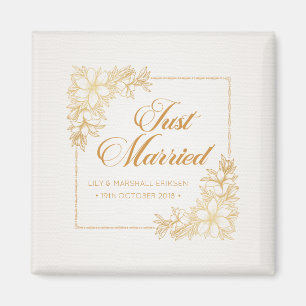 Elegant Just Married Wedding Fridge Magnet