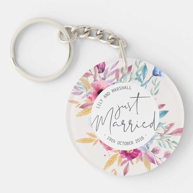 Elegant Just Married Wedding | Keychain (Front)